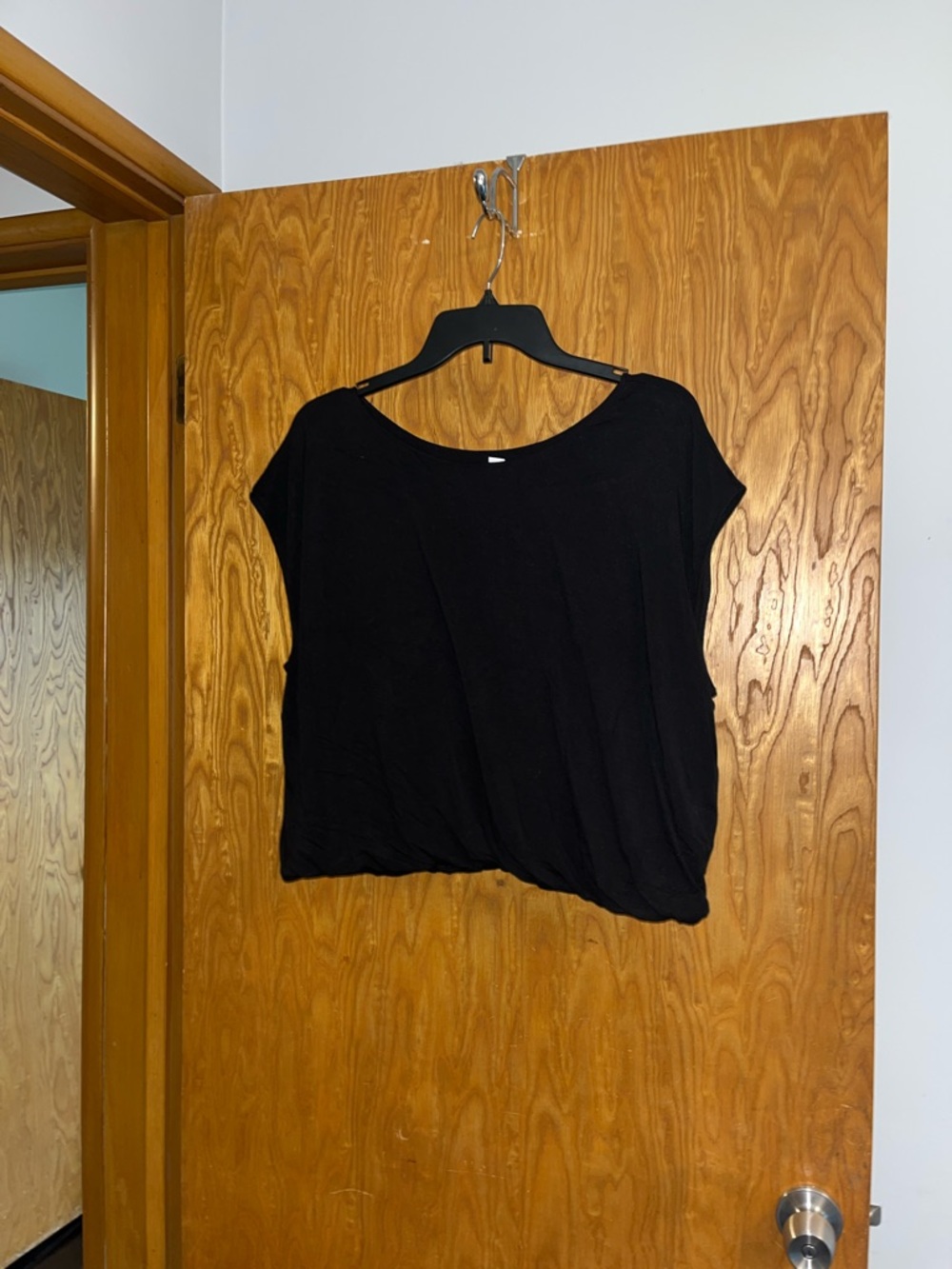 Bar III Black Cropped Boatneck Top